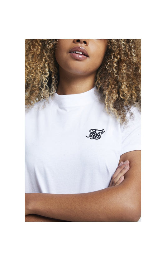 SikSilk Camiseta Crop Retro Corte Recto - Blanco Óptico