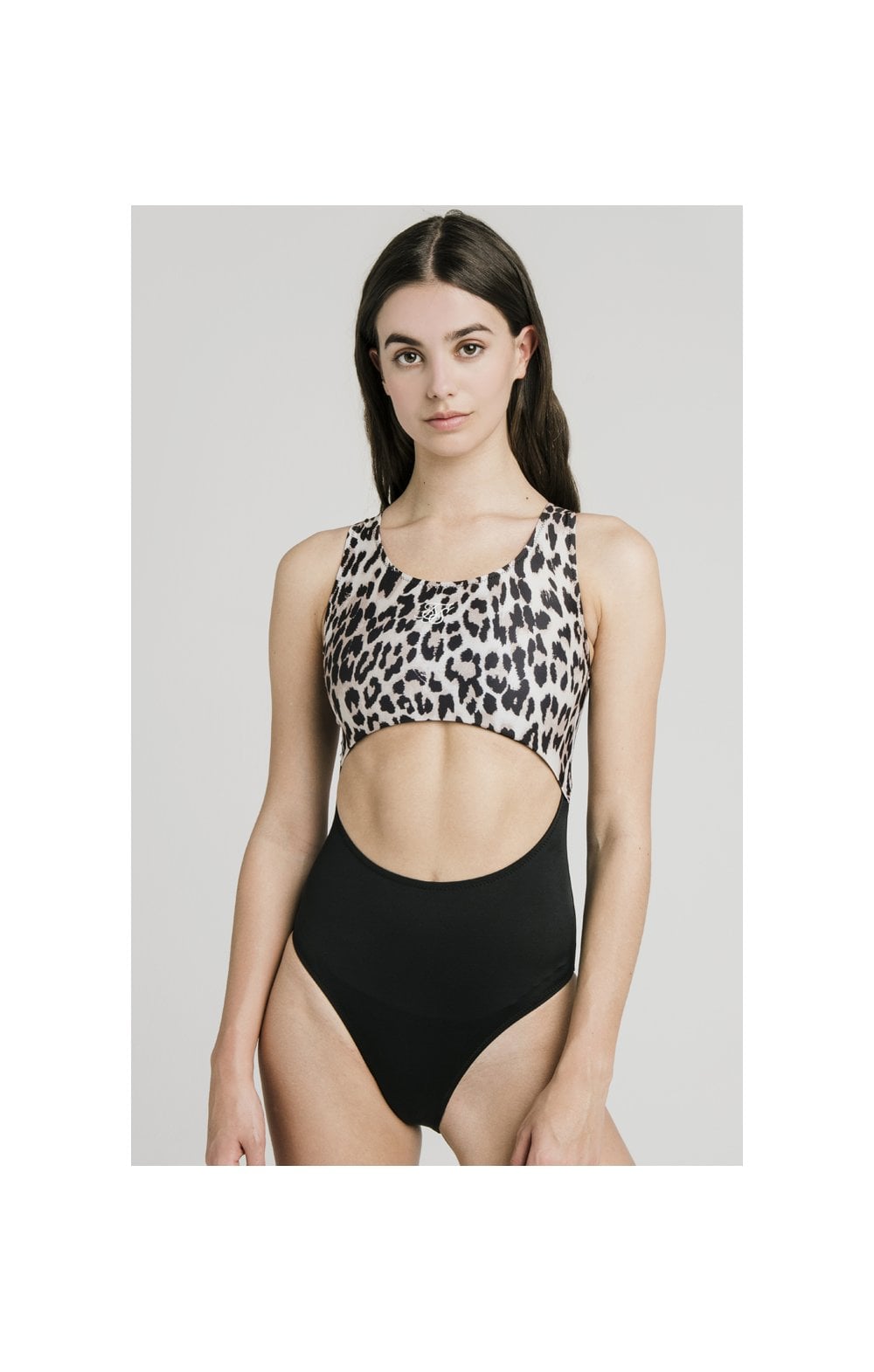Cargar imagen en el visor de la galería, SikSilk Cut Out Swimsuit – Black &amp; Leopard (2)