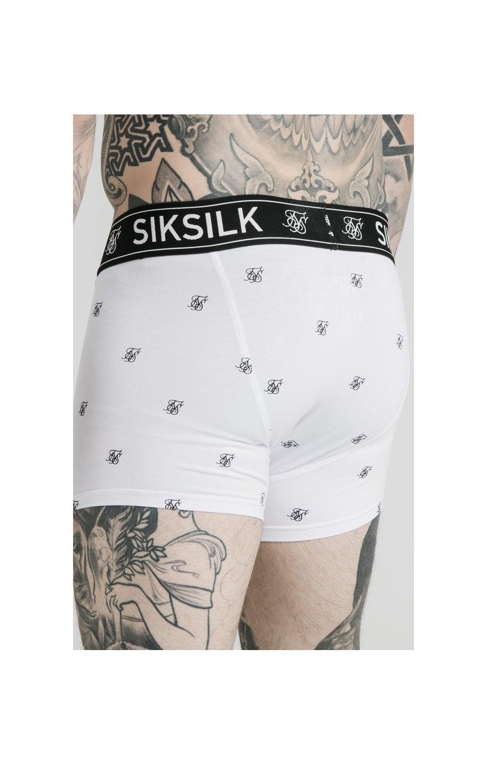 Cargar imagen en el visor de la galería, SikSilk Logo Taped Boxer Shorts (2 Pack) - White &amp; Black Pack of 2 Boxers - 1 White pair and 1 Black pair (6)