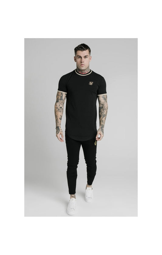 Black Short Sleeve Yarn Rib Fit T-Shirt