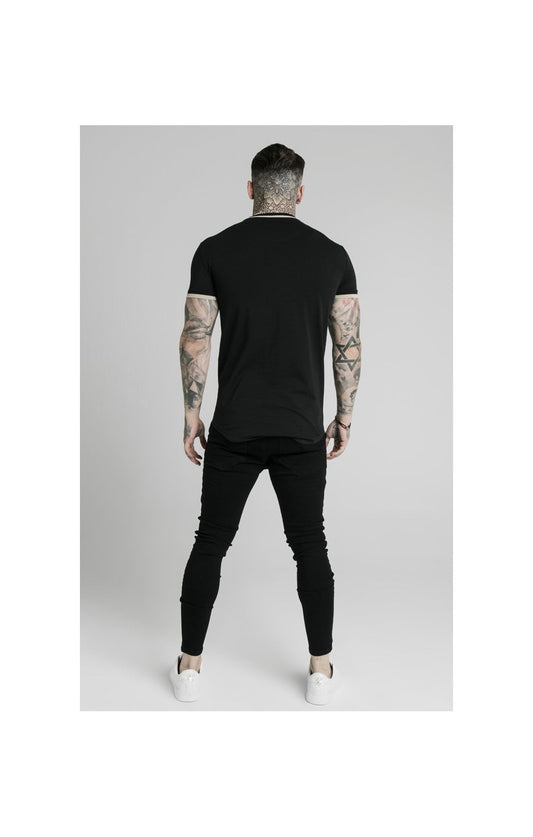 Black Short Sleeve Yarn Rib Fit T-Shirt