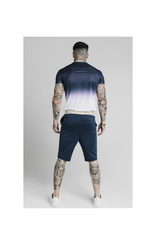 SikSilk S/S Fade Inset Tape Gym Tee - Navy & White