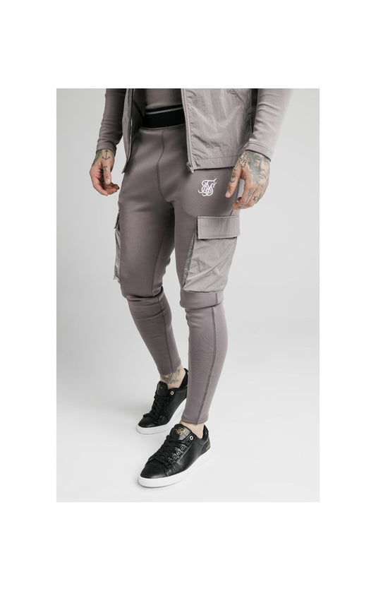 SikSilk Adapt Crushed Nylon Cargo Pants - Grey
