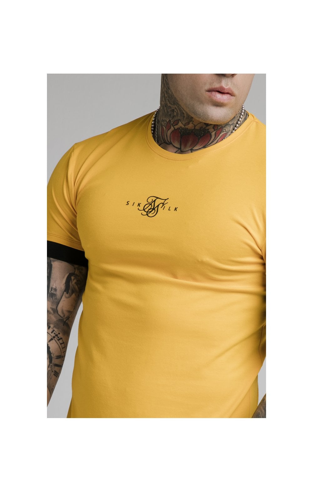 Cargar imagen en el visor de la galería, SikSilk Inset Elastic Cuff Gym Tee – Yellow