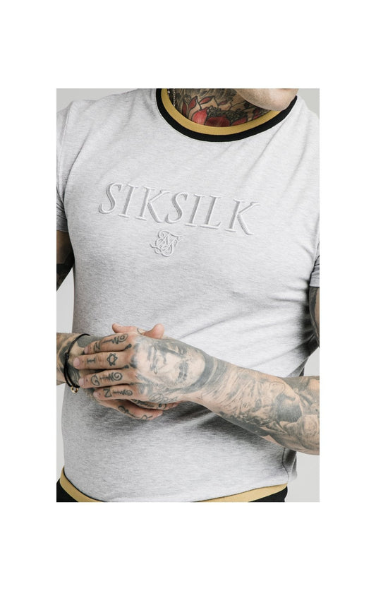 SikSilk Straight Hem Gym Tee - Grey,Black & Gold