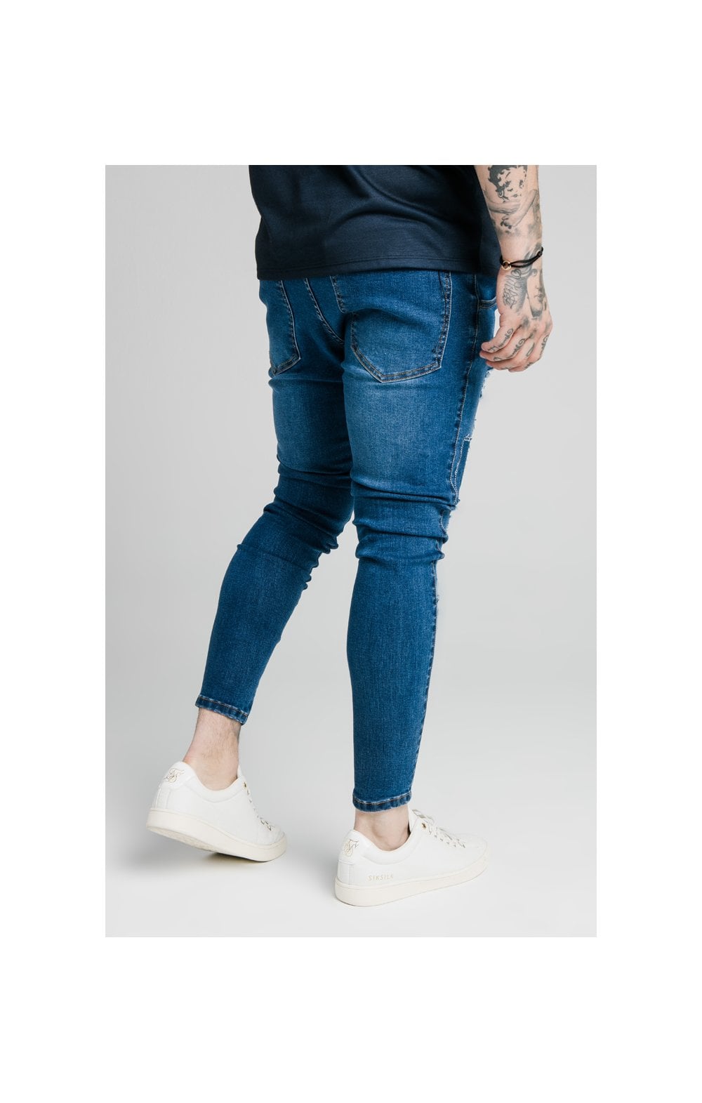 Cargar imagen en el visor de la galería, SikSilk Skinny Distressed Patch Jeans - Midstone (2)