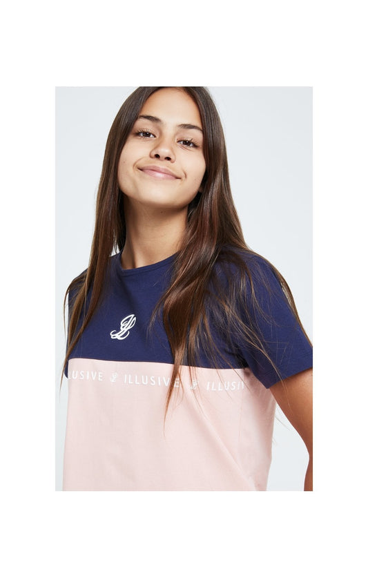 Camiseta Boyfriend con Bloques de Colores Illusive London - Azul Marino y Rosa