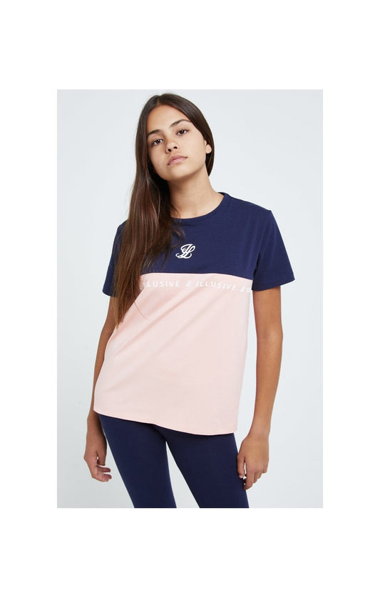 Camiseta Boyfriend con Bloques de Colores Illusive London - Azul Marino y Rosa