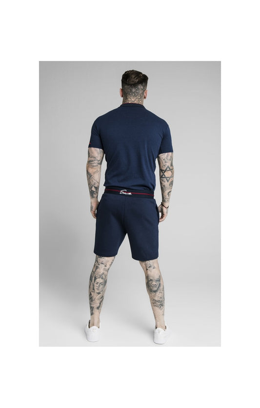SikSilk Pique Polo Shirt Exposed Tape - Navy