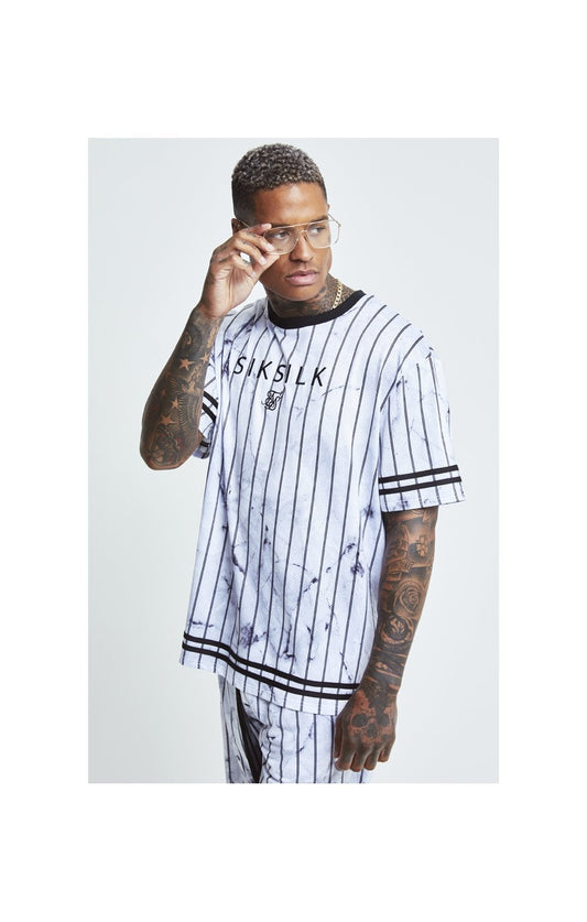 SikSilk S/S Marble Essential Tee - White & Grey