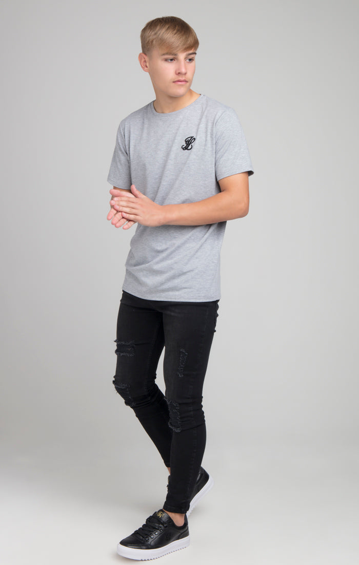 Cargar imagen en el visor de la galería, Boys Illusive Grey Marl Essentials Short Sleeve T-Shirt (1)