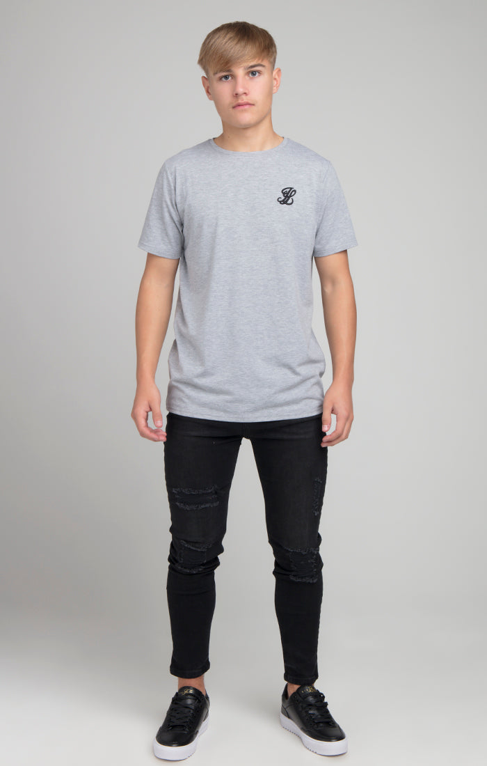 Cargar imagen en el visor de la galería, Boys Illusive Grey Marl Essentials Short Sleeve T-Shirt (3)