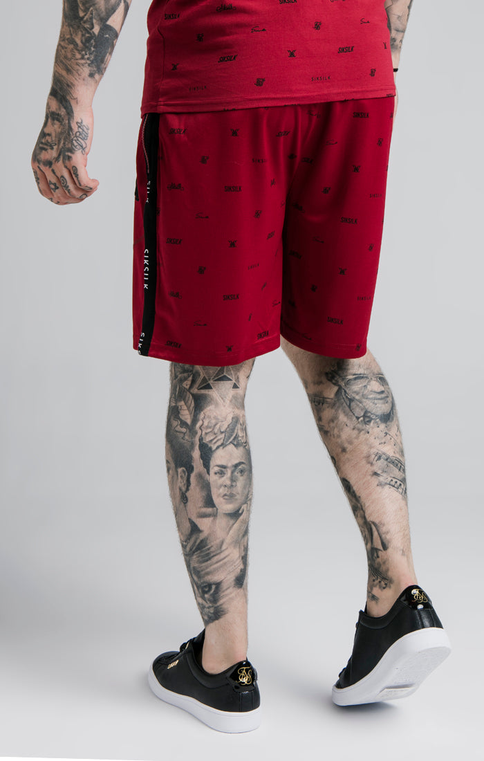 Laad de afbeelding in de Galerij viewer, SikSilk Shadow Loose Fit Shorts - Deep Red &amp; Black (2)