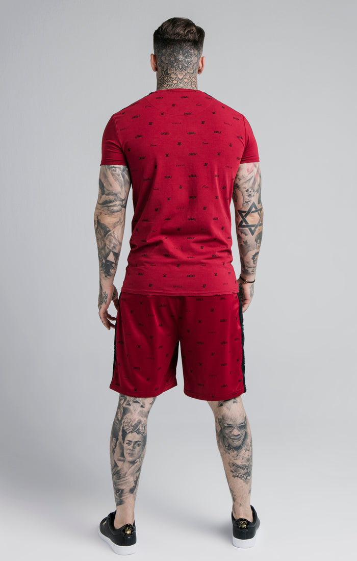 Cargar imagen en el visor de la galería, SikSilk Shadow Loose Fit Shorts - Deep Red &amp; Black (4)