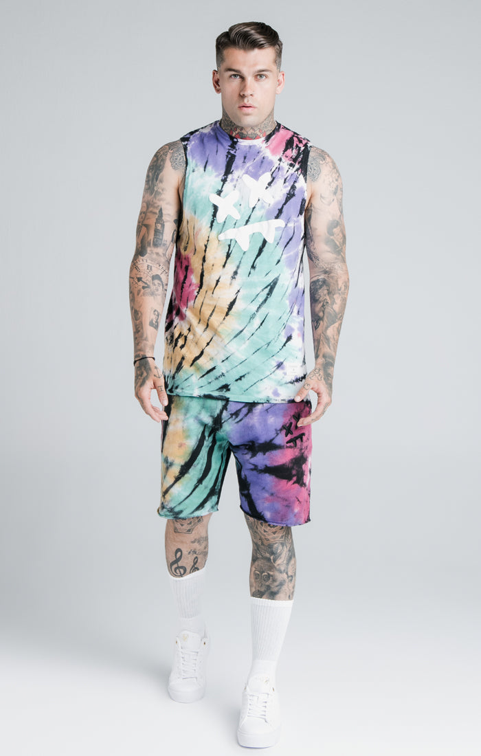 Cargar imagen en el visor de la galería, SikSilk X Steve Aoki Relaxed Shorts - Rainbow Ink Tie Dye (3)