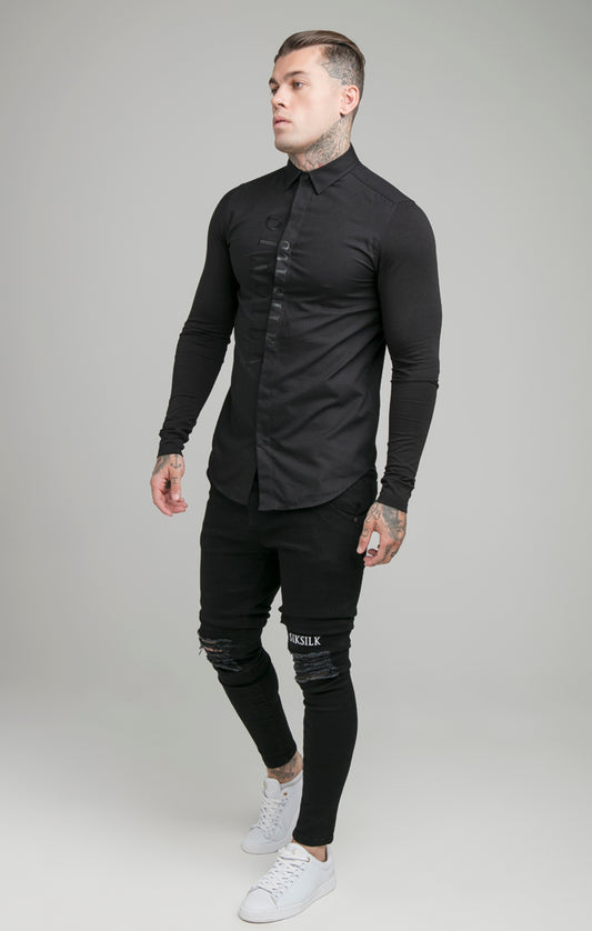 SikSilk L/S Jersey Sleeve Shirt - Black