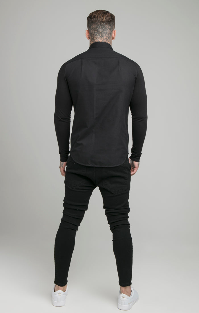 Cargar imagen en el visor de la galería, SikSilk L/S Jersey Sleeve Shirt - Black (2)