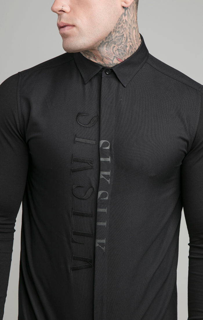 Cargar imagen en el visor de la galería, SikSilk L/S Jersey Sleeve Shirt - Black (4)