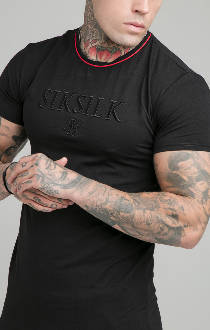Cargar imagen en el visor de la galería, Black Embroidered Muscle Fit T-Shirt (2)