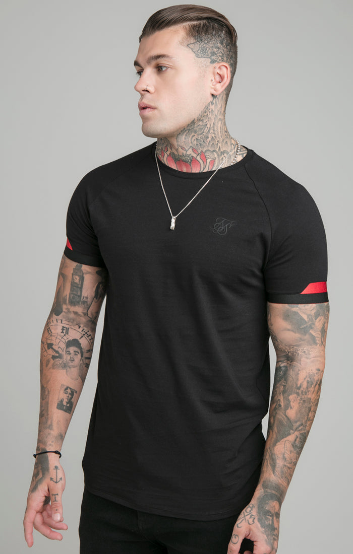 Cargar imagen en el visor de la galería, Black Dual Elastic Cuff T-Shirt