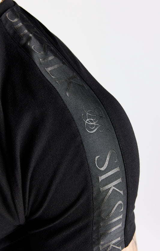 Camiseta raglán SikSilk Opulent con cinta - Negro