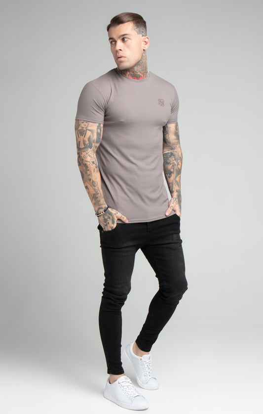 Grey Rib Raglan Muscle Fit T-Shirt