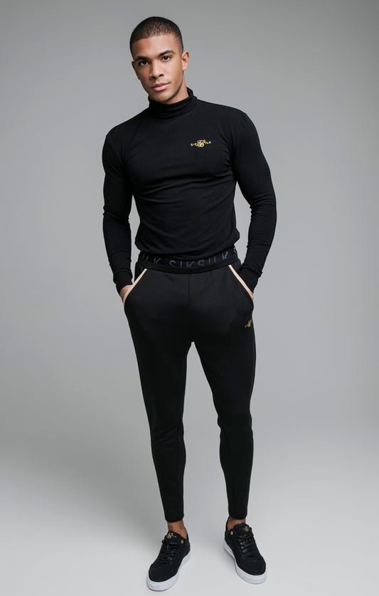 Black Long Sleeve Sport Turtleneck Top