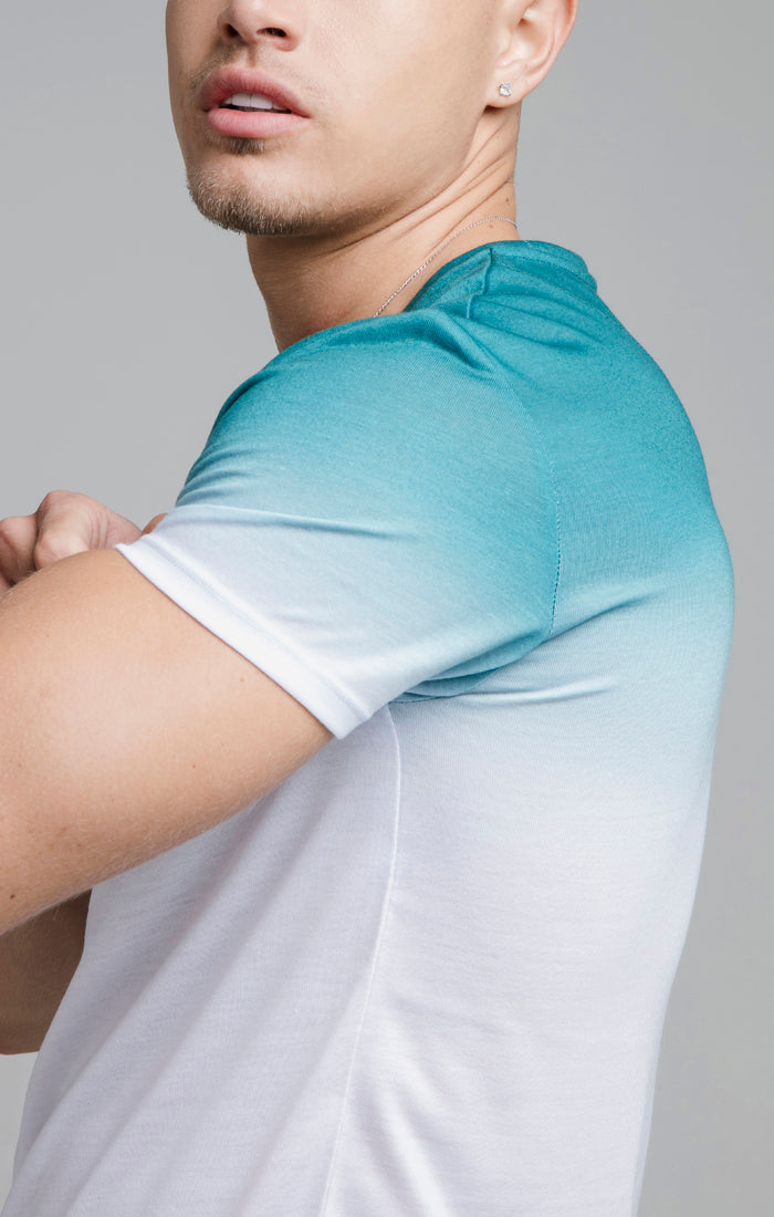 Laad de afbeelding in de Galerij viewer, Teal Embroidered Muscle Fit T-Shirt (3)