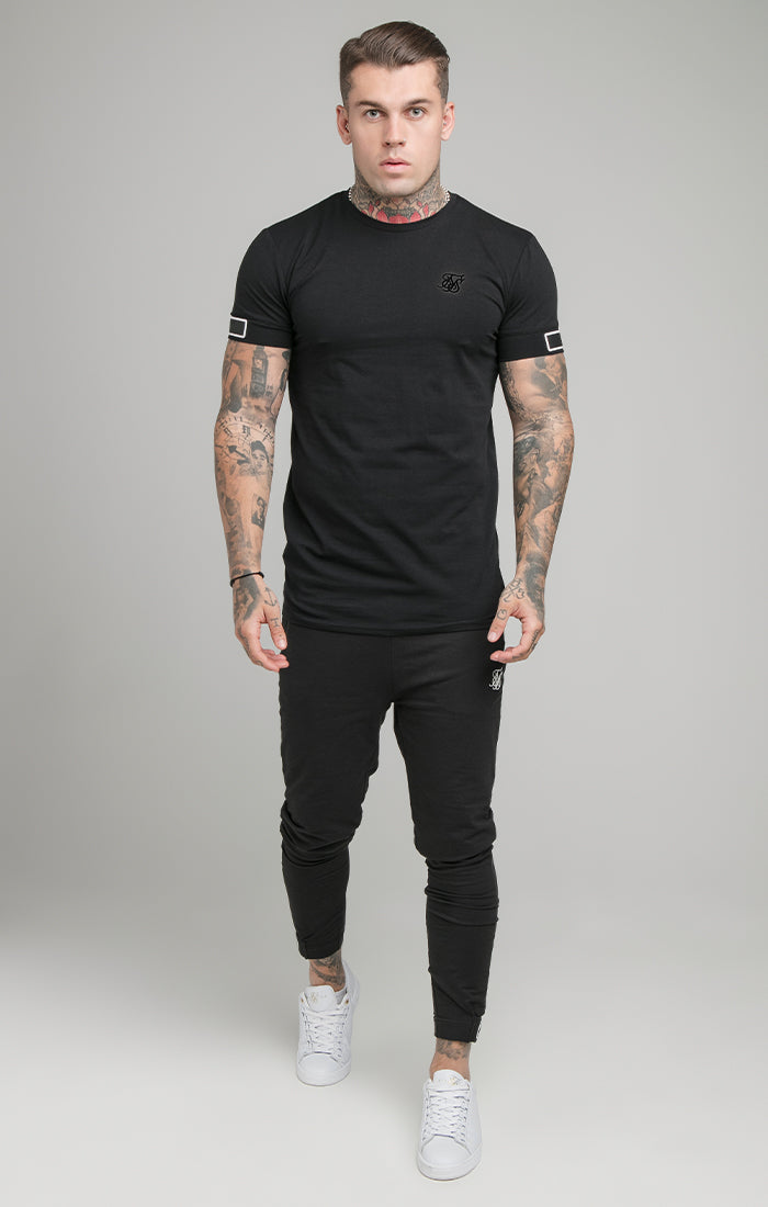 Cargar imagen en el visor de la galería, Black Short Sleeve Cuff Muscle Fit T-Shirt (4)