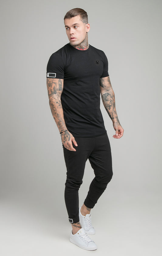 Black Short Sleeve Cuff Muscle Fit T-Shirt