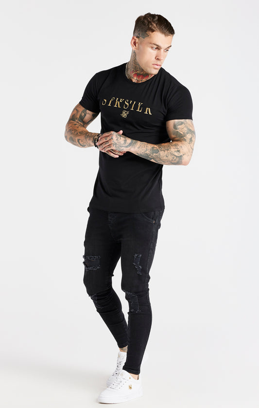 Black Gold Print Muscle Fit T-Shirt