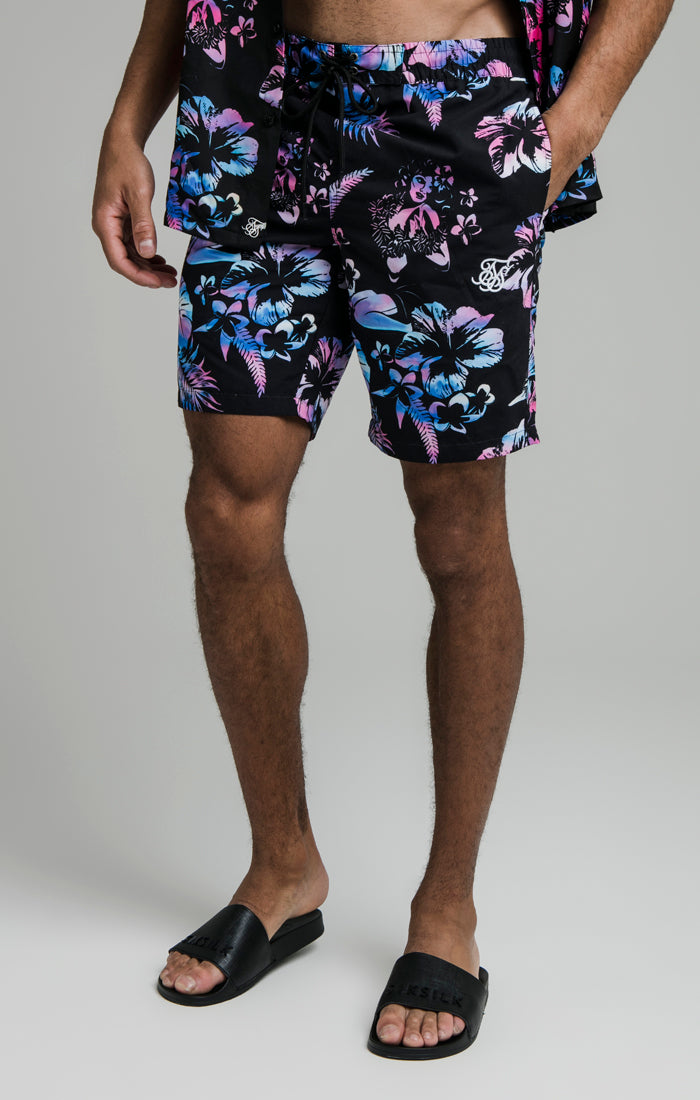 Cargar imagen en el visor de la galería, Black Tie Dye Hawaii Swim Short