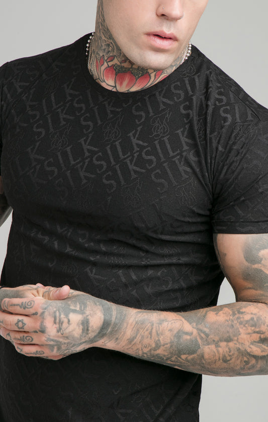 Black Print Muscle Fit T-Shirt