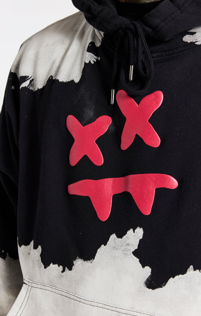 Cargar imagen en el visor de la galería, SikSilk X Steve Aoki Oversized Bleach Wash Hoodie - Black &amp; White (4)