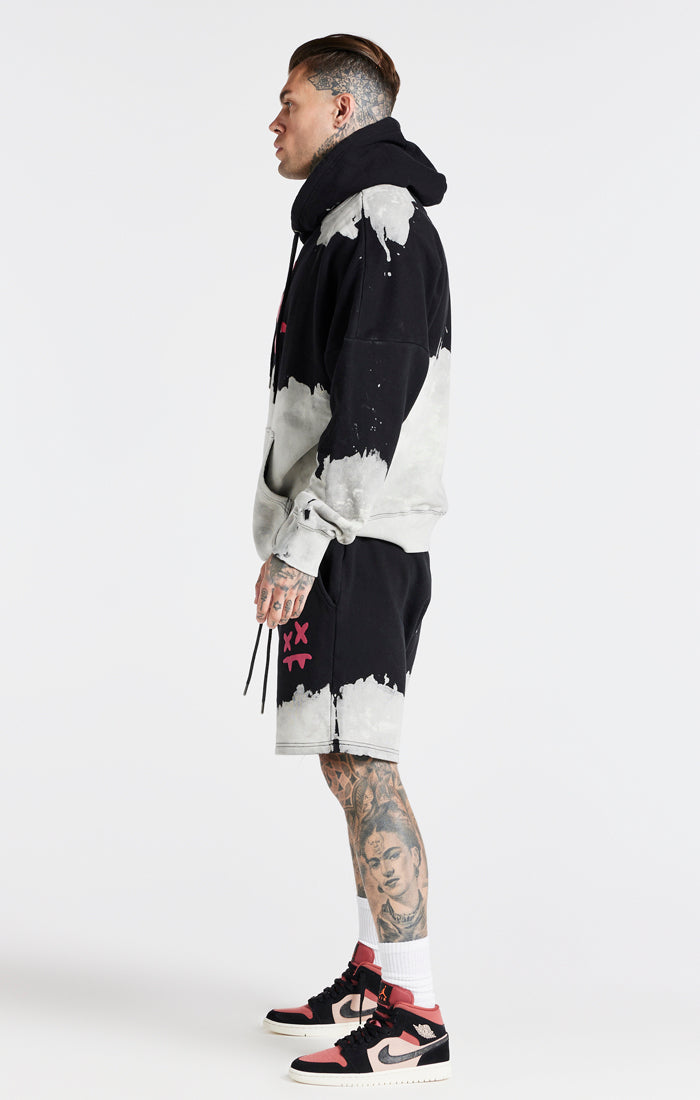 Cargar imagen en el visor de la galería, SikSilk X Steve Aoki Oversized Bleach Wash Hoodie - Black &amp; White (5)