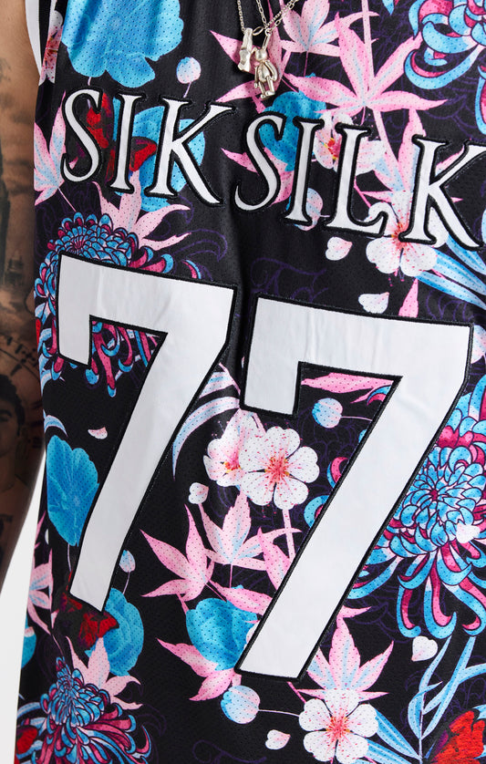 SikSilk X Steve Aoki Mesh Baseball Vest - Blue,Pink & White
