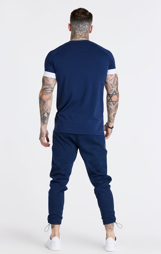 Camiseta técnica SikSilk de manga corta con desvanecidos - Azul marino