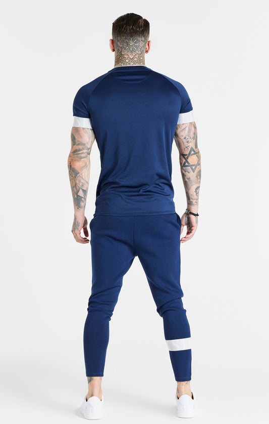 Camiseta técnica dinámica SikSilk de manga corta - Azul marino y blanco