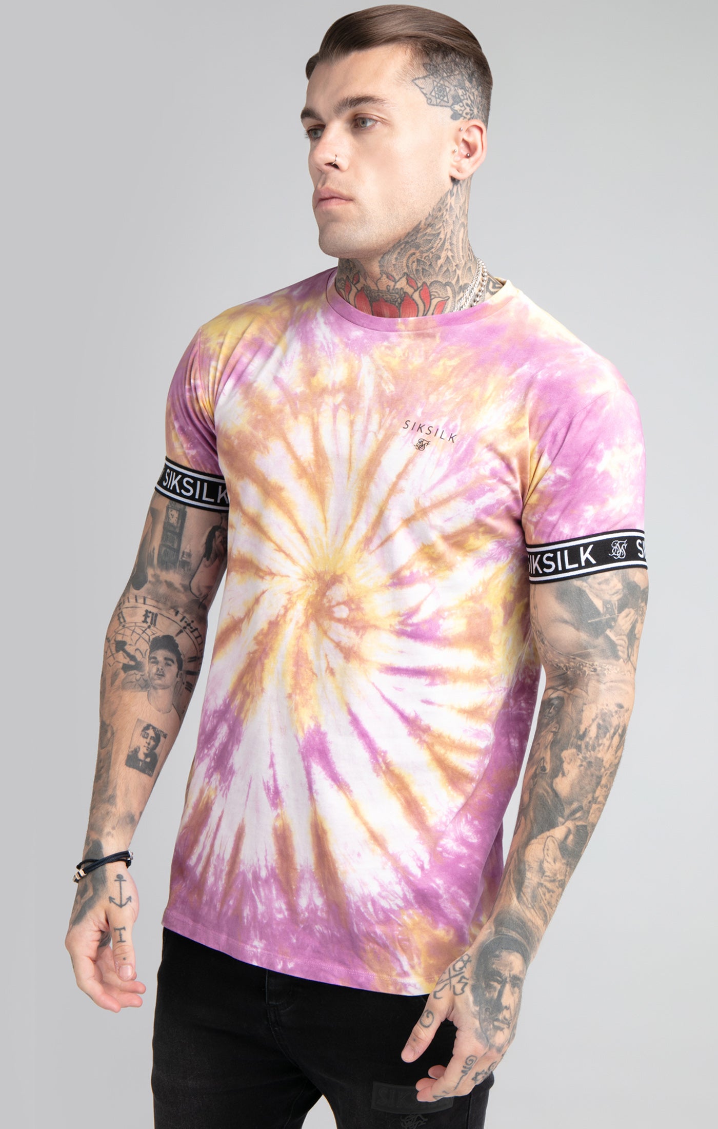 Cargar imagen en el visor de la galería, Pink Tie Dye Elastic Cuff T-Shirt