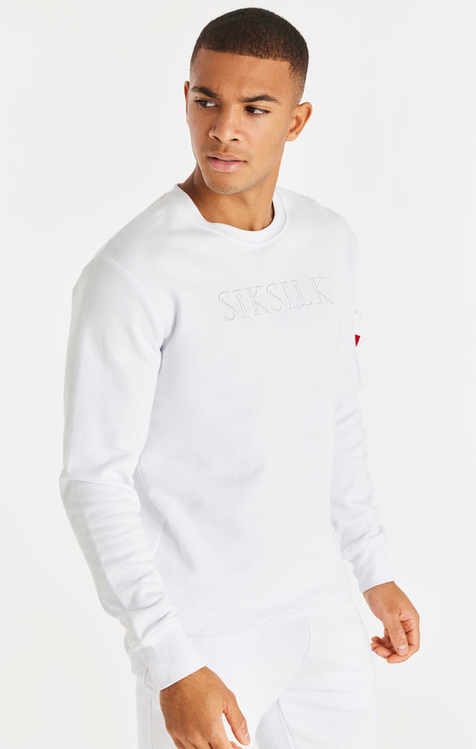 SikSilk Long Sleeve Utility Flight Sweater - White