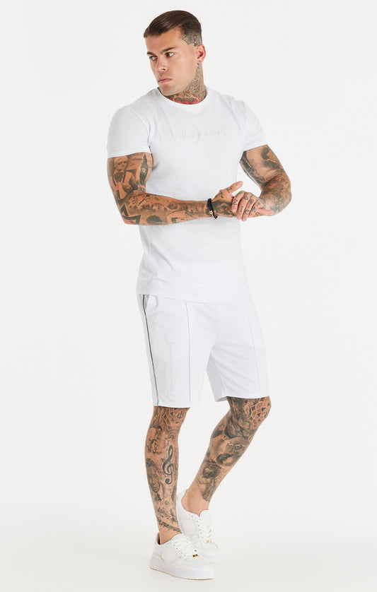 Camiseta de deporte SikSilk de manga corta con caligrafía - Blanco
