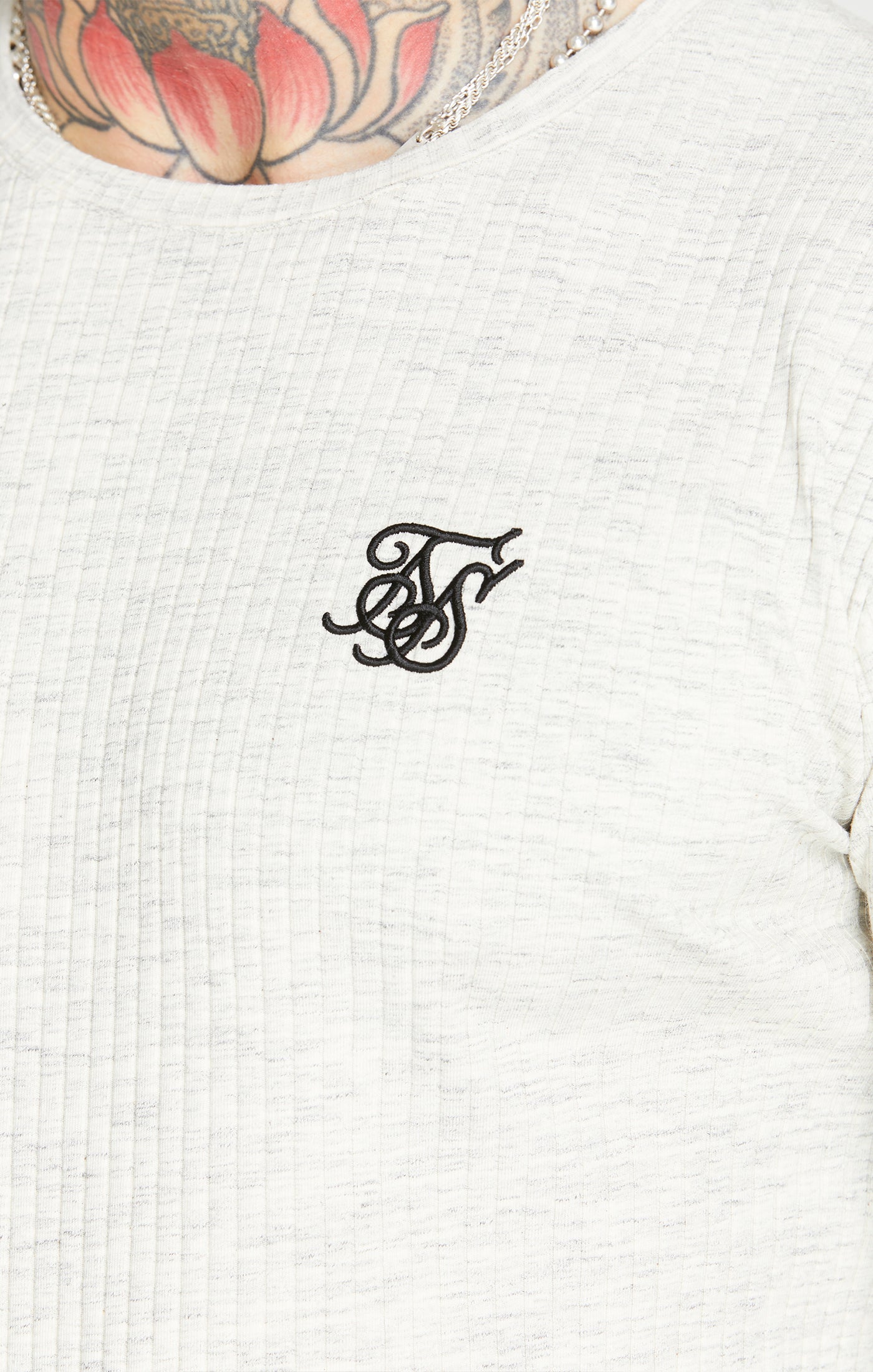 Cargar imagen en el visor de la galería, Camiseta de deporte SikSilk de manga corta de canalé - Blanco jaspeado (1)