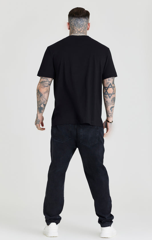 Camiseta con pedrería SikSilk con dobladillo recto - Negro