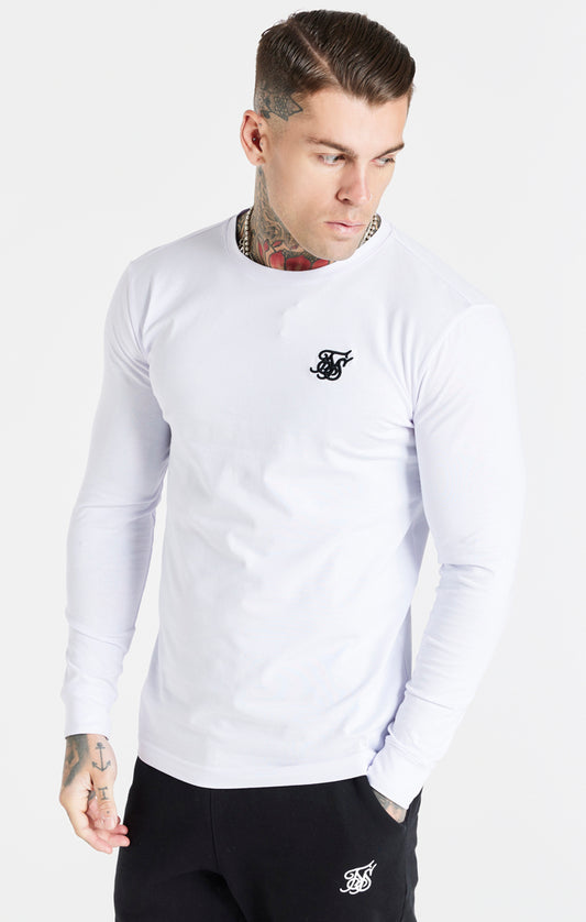 Camiseta de deporte SikSilk de manga larga - Blanco