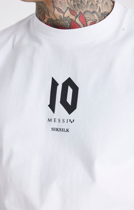 Camiseta extragrande Messi X SikSilk con logo - Blanco