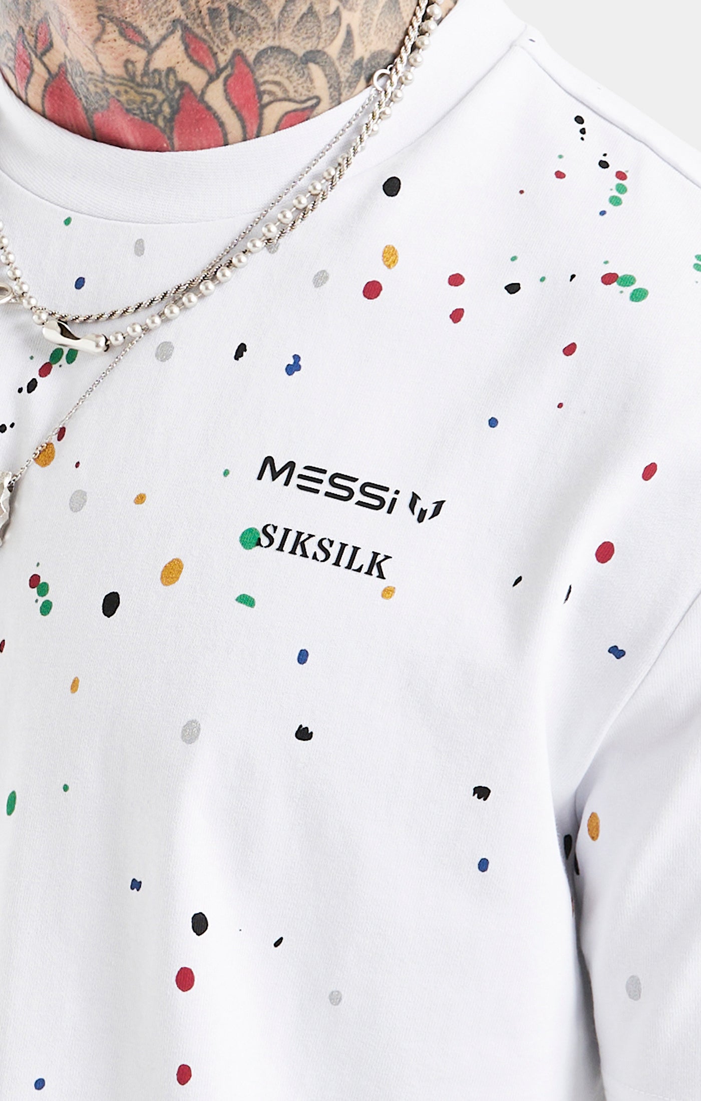 Laad de afbeelding in de Galerij viewer, Messi x SikSilk Oversized Paint Splat Tee - White (1)