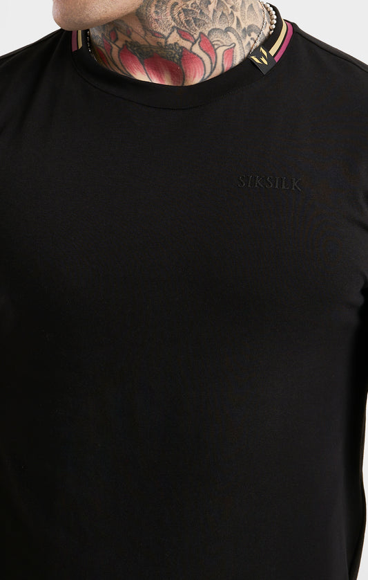 Messi x SikSilk Black Collar Muscle Fit T-Shirt