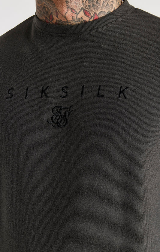 Sudadera SikSilk Essential de canalé y manga larga - Gris oscuro