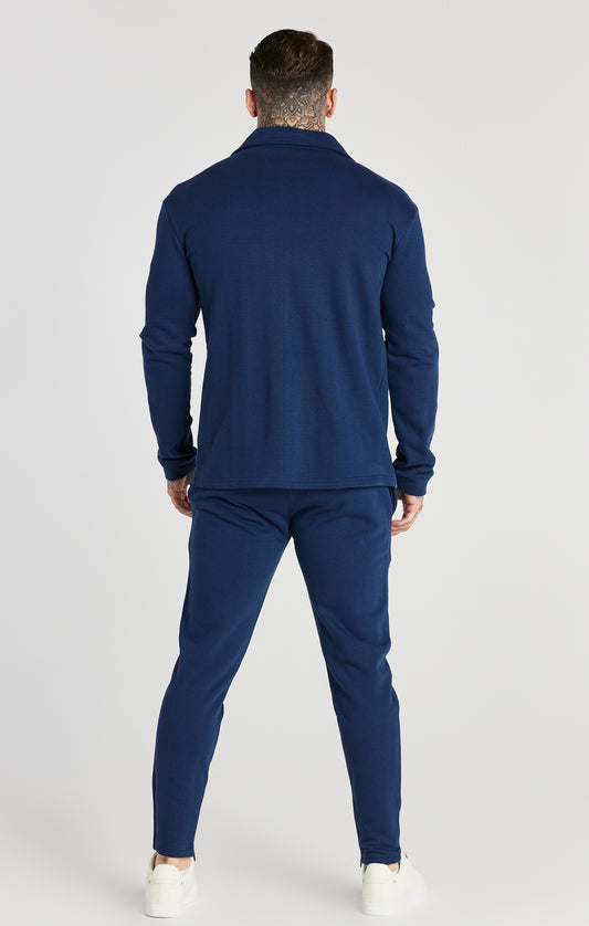 Camisa SikSilk Smart con cremallera y motivo de espiga - Azul marino
