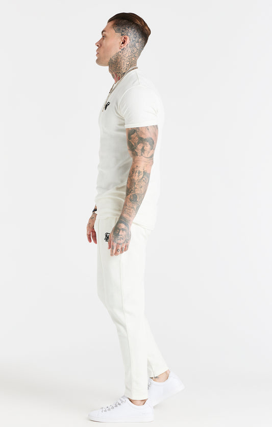 Pantalón SikSilk Smart con motivo de espiga - Blanco jaspeado